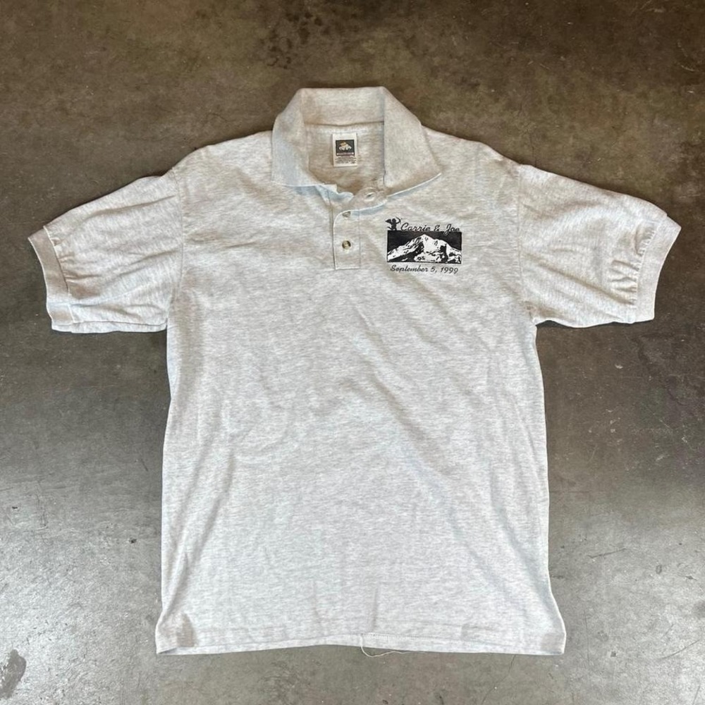 Vintage 90s grey wedding polo shirt Men's Size M